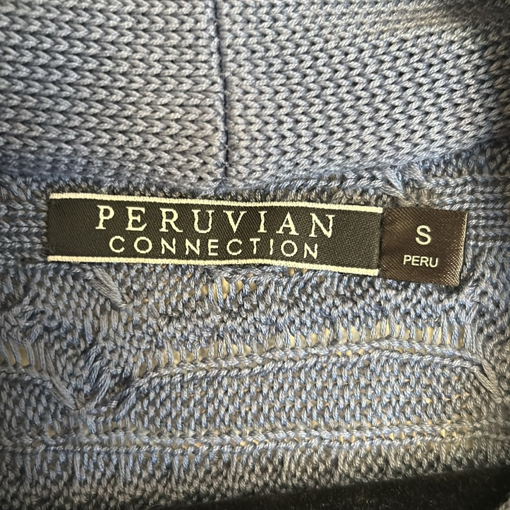 Peruvian Connection Blue Knit Pima Cotton Sweater size Small, like new - Picture 3 of 8